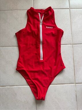 Red Zip-up One Piece Small